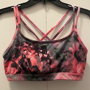 Athleta strappy floral sports bra size Small